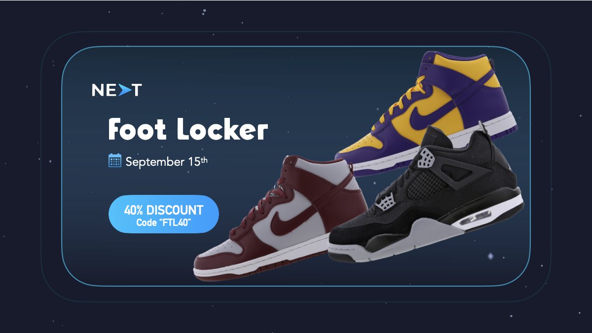 A huge Footlocker drop is planned for tomorrow, make sure to be ready! 😈

Get a 40% off in nextproxies.io/dashboard/ with code "FTL40" 🔥

Need some FREE Proxies? 
Show us some love and keep DMs open! 💙