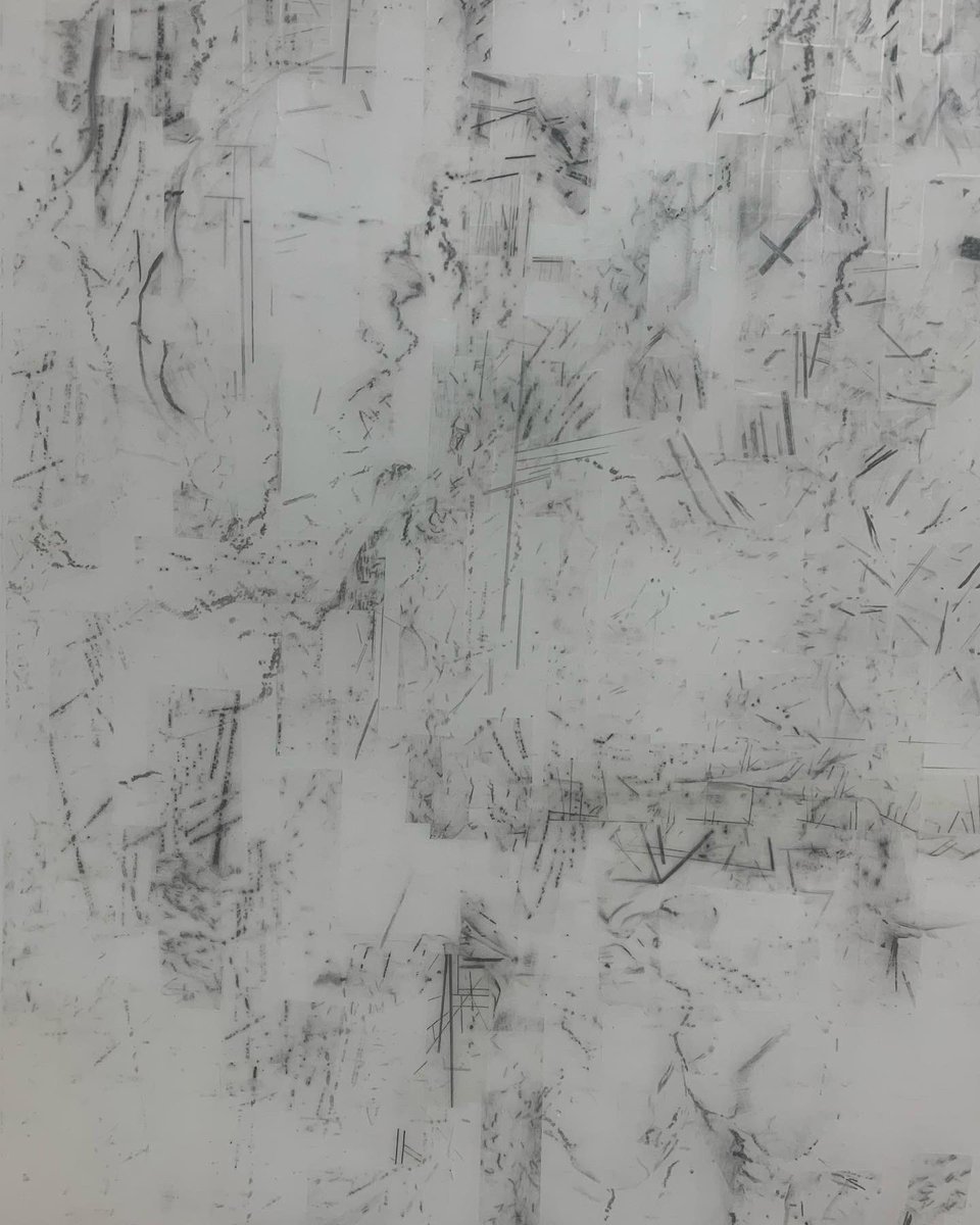 chloeleaper2's tweet photo. Back to a fabric of little nothing’s. Descending rivulets, surface space-time.#abstractdrawing #mountainart #abstractart #deleuze #rockart #matrixialborderspace #murmuration #cuniform #pictogram #glyph #contemporary drawing https://t.co/SWinOgTVfK
