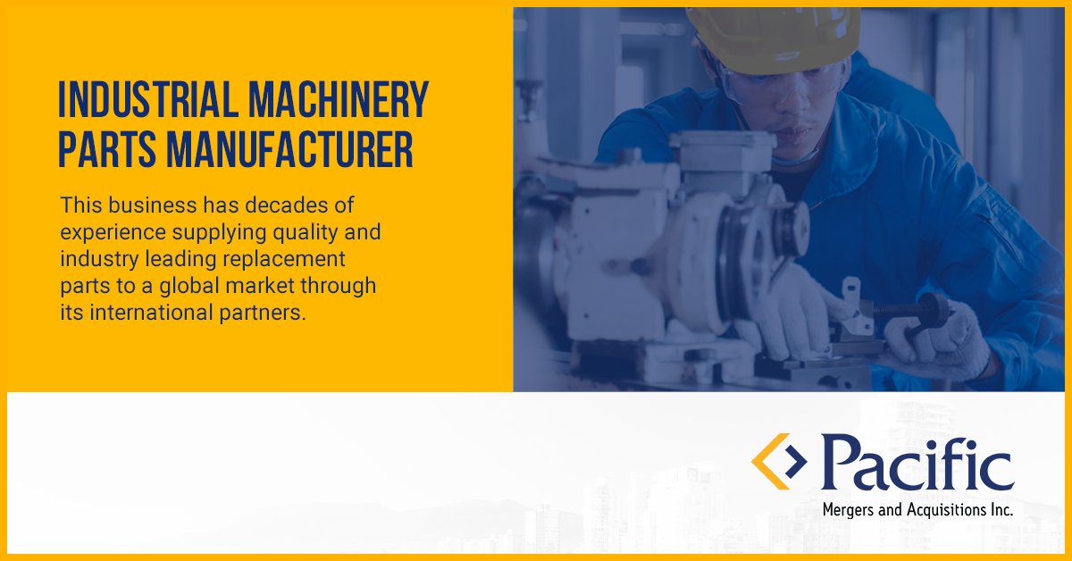 Pacific announces a new opportunity. This manufacturer of industrial machinery parts operates in a great niche space, with a lot of opportunity for growth. 

Learn more:
pmabb.com/for-buyer/indu…
