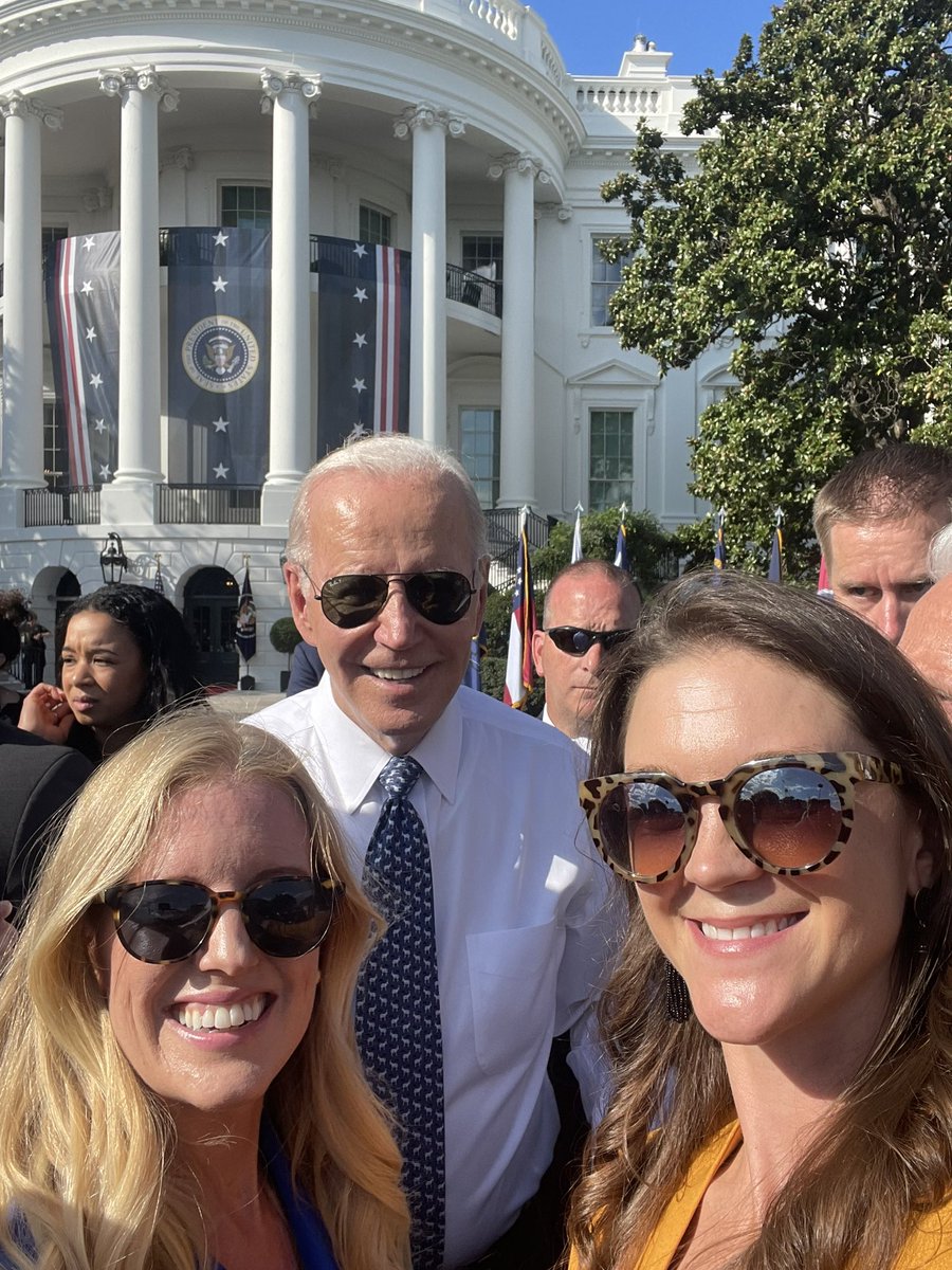 Exciting to see two of our clients, <a href="/REI/">REI</a> Senior Gov Affairs Manager <a href="/Taldii/">Taldi Harrison</a> and <a href="/ORRoundtable/">Outdoor Recreation Roundtable</a> President <a href="/JessOutdoorRec/">Jess Wahl (Outdoor Recreation)</a>, hanging out with <a href="/POTUS/">President Donald J. Trump</a> to celebrate the outdoor &amp; climate provisions included in the #InflationReductionAct!
