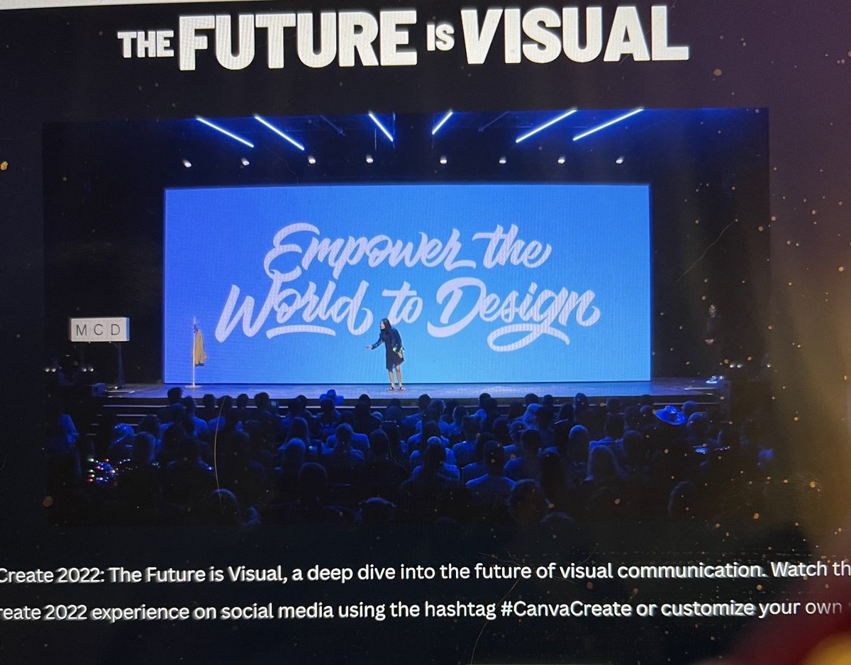 thoughtleadrlab's tweet photo. The Canva Create 2022 event is truly exciting and inspiring. If you aren’t yet a @canva user, now is the time to start - for presentations, social media and now even websites. And Canva has a woman founder & CEO!#CanvaCreate #thefutureisvisual https://t.co/KZtouaA898