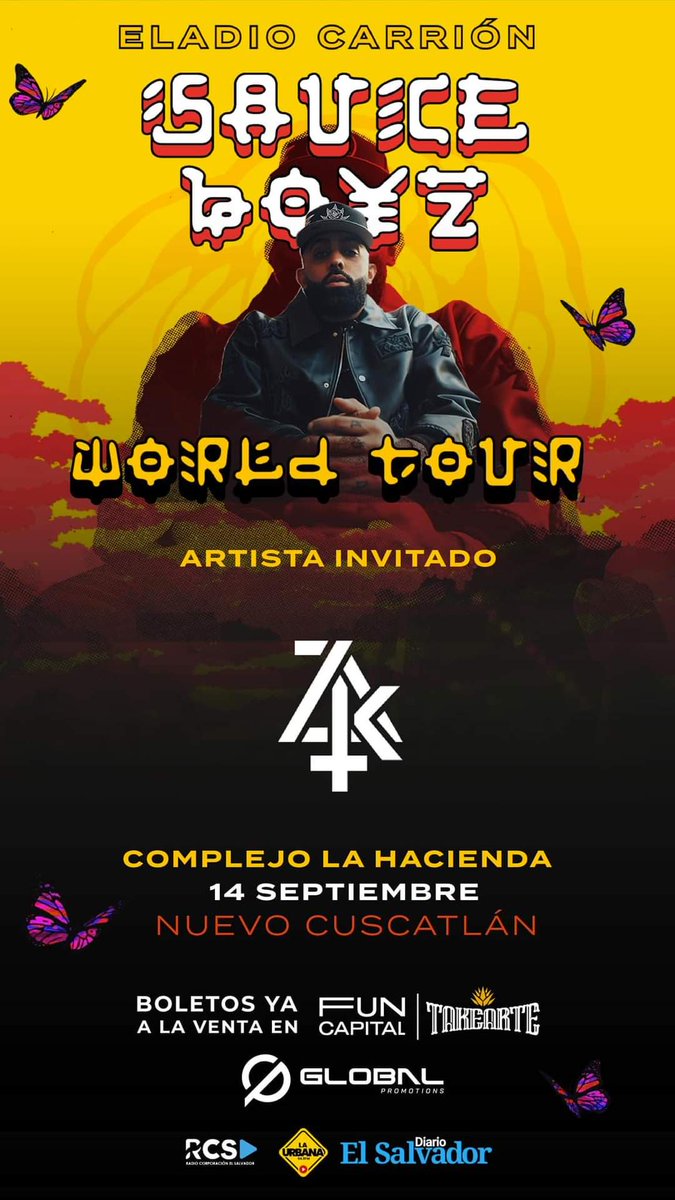 Puducha1's tweet photo. Eladio Carrión hoy en Concierto en El Salvador. Zaky y Verso Freestyles y artistas que estuvieron representando en la Red Bull final Centroamérica abrirán. Buenísimo 👏 https://t.co/KhakrfMv1m