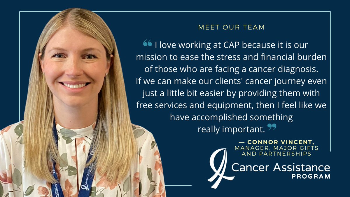 Cancer_Assist's tweet photo. Meet Connor, CAP's Manager, Major Gifts &amp; Partnerships!

In this role, Connor provides leadership and critical support in a variety of development and communications activities essential at CAP, including generating major gift revenue, event sponsorships, and legacy giving. https://t.co/KOQ2Deh5UC