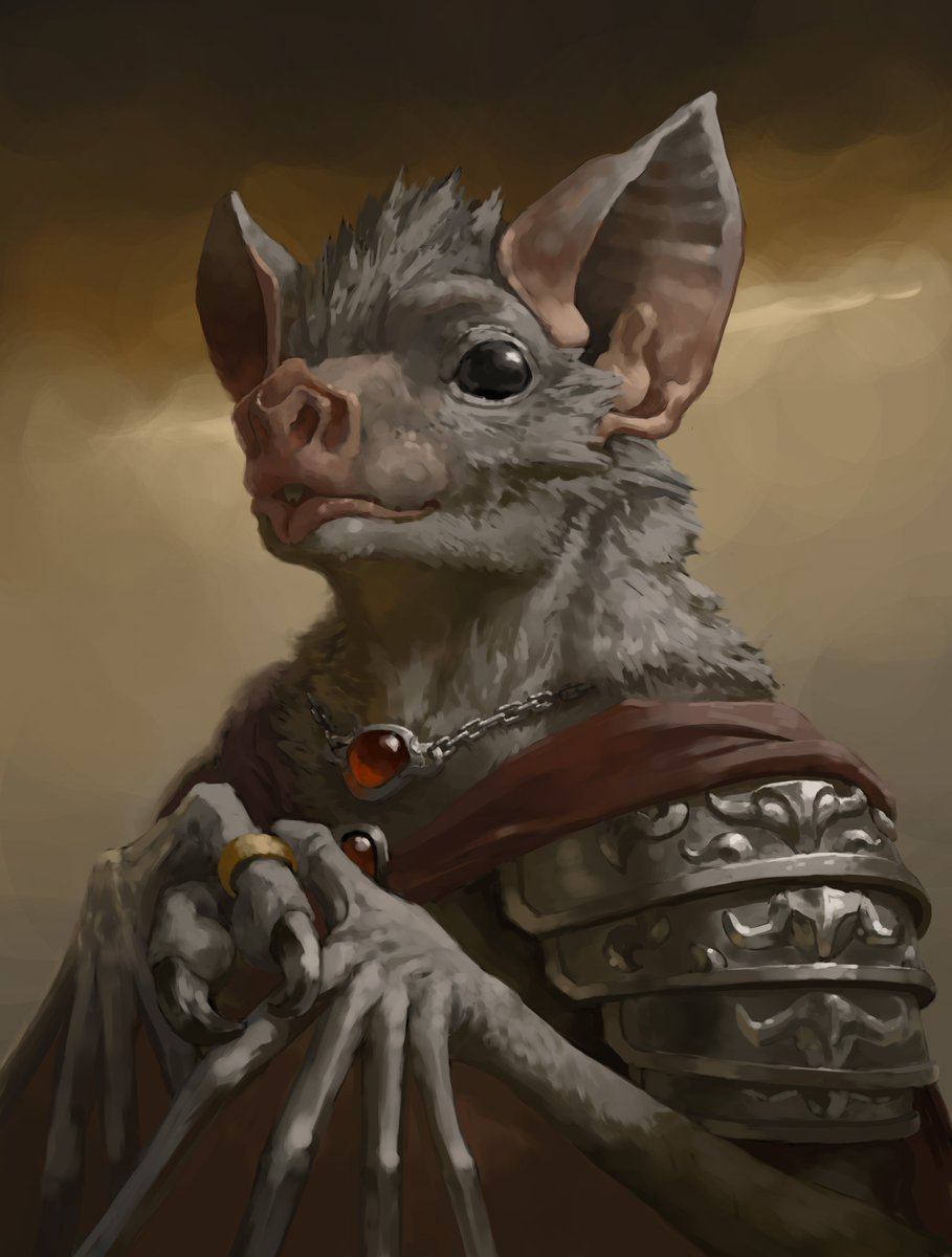 A lil bat guy I did for the hard round brush challenge. Sort of a comfort zone piece honestly, just a lil fuzzy dude.