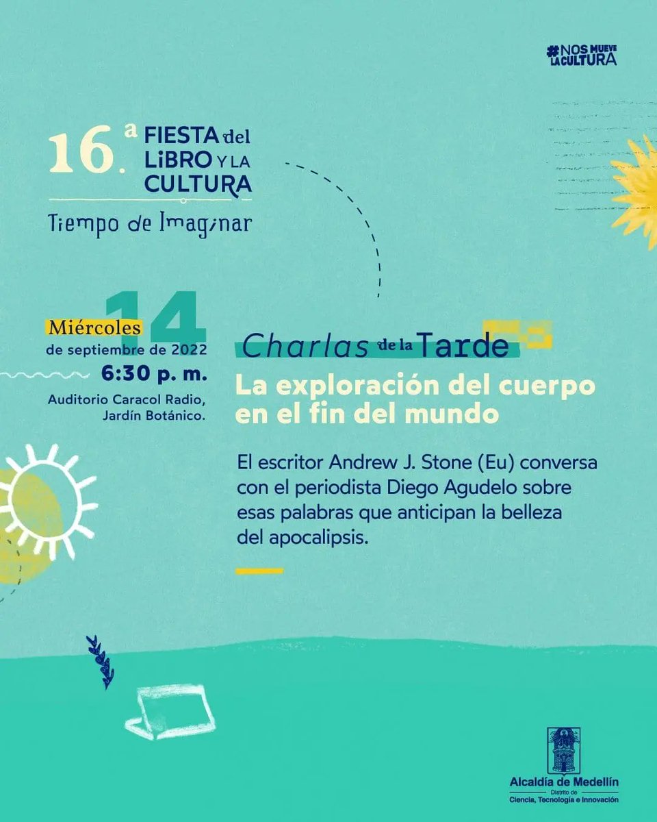 EVestigio's tweet photo. ¡Medellín!

Hoy nos veremos con @Andrewosaurus96 y Diego Agudelo para hablar acerca de ficciones del fin del mundo, poesía y narrativas extrañas. Todos están invitados a escuchar a estos dos grandes autores a las 6.30 PM, en el auditorio Caracol Radio 🔥🏚️ https://t.co/zuwQxBQEEJ