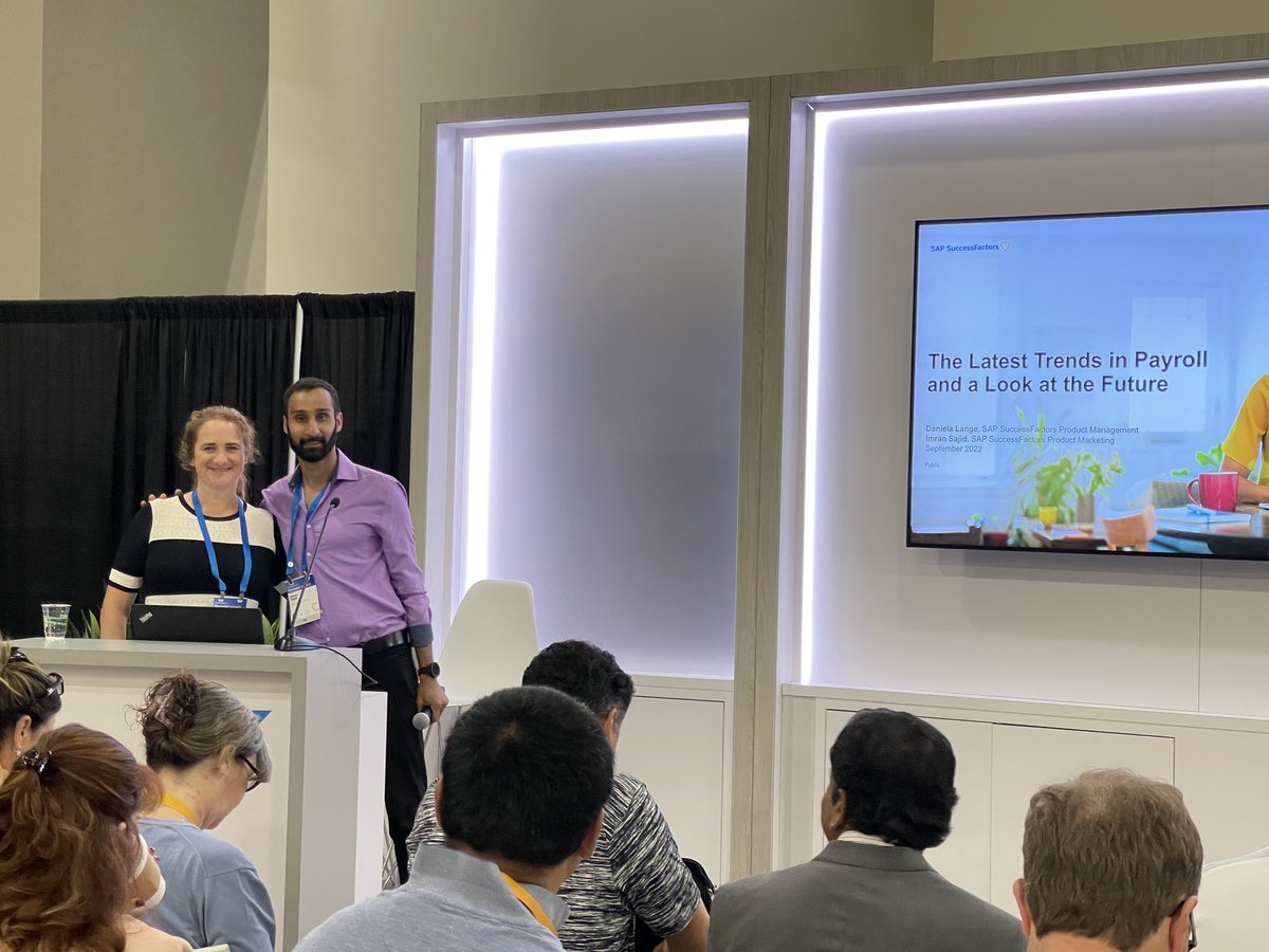 #SuccessConnect ⁦@ImranSajidATL⁩ and Daniela Lange talk through Payroll trends and #SAP #successfactors  #Payroll roadmap and recent innovations