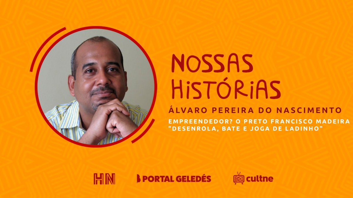 cultne's tweet photo. Na Coluna Nossas Histórias dessa semana o Historiador Álvaro Pereira do Nascimento convida a todos para assistirem sua apresentação: "Empreendedor? O preto Francisco Madeira "desenrola, bate e joga de ladinho".

Assista em https://t.co/ynOiScCP6b https://t.co/xOAOqqClSP