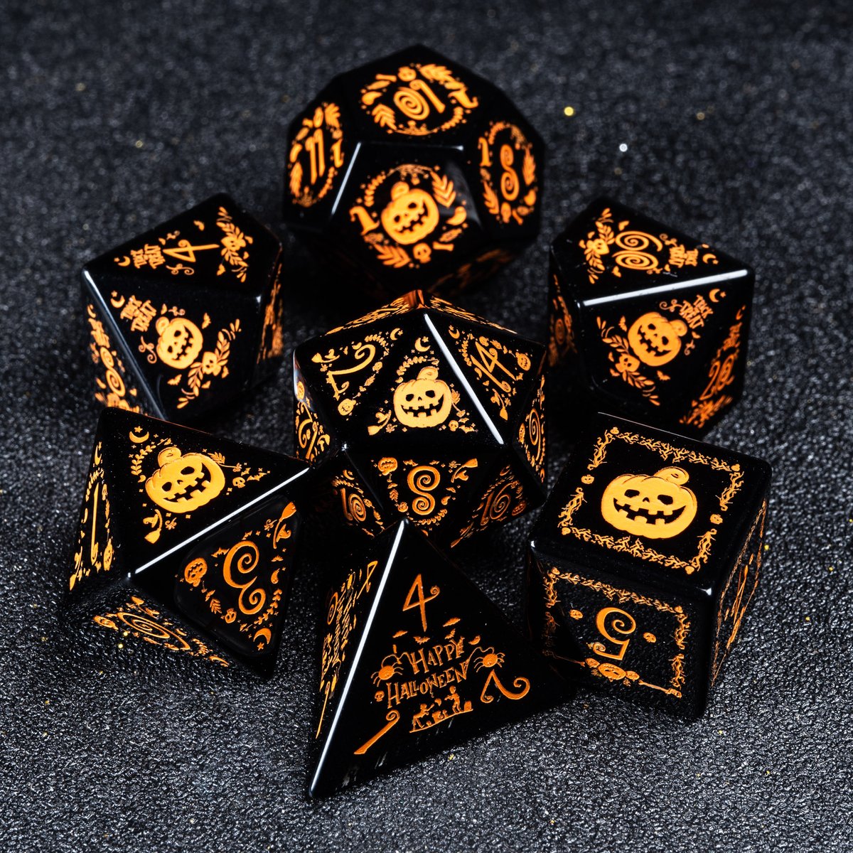 urwizards's tweet photo. New dice set for this Halloween🎃👻 Made by natural obsidian stone.

#dnd #dice #dungeonsanddragons #ttrpg #TTRPGs #Halloween https://t.co/AVTE54L4sB