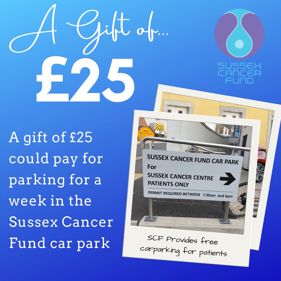 A gift of £25 could pay for parking for a week in the Sussex Cancer Fund car park. #Cancer #BSUH #Sussex #SmallThingsBigImpact bit.ly/3Tcy2AX