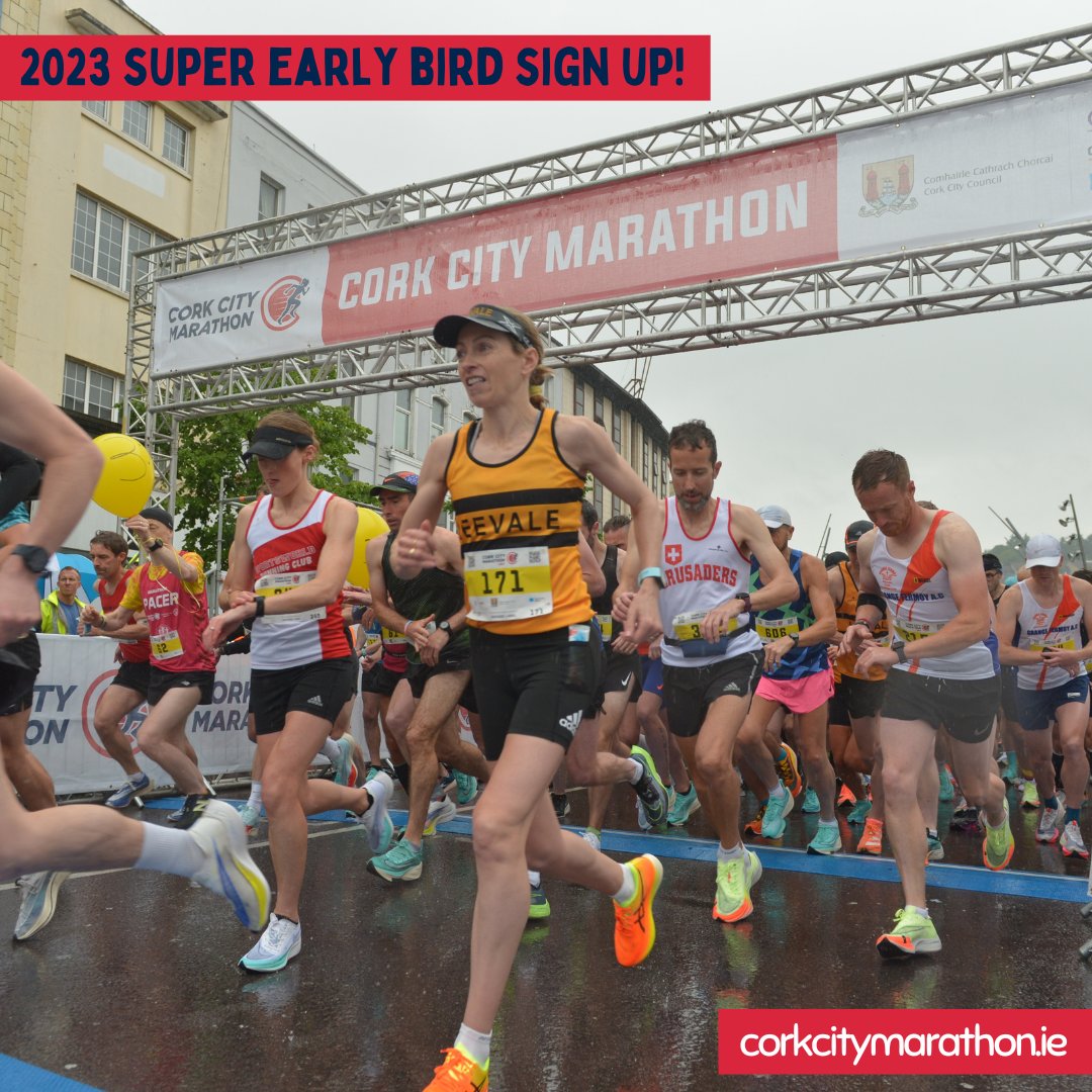 TheCorkMarathon's tweet photo. You only have until Sunday at 11:59pm to secure those #SuperEarlyBirdTickets π€© It takes only a minute to sign up so give yourself something to look forward to (+ save yourself some β¬β¬β¬)
π https://t.co/4cVFtCdKhK | #MarathonSignUp | #CorkCityMarathon23 π https://t.co/MdewNl9ob2