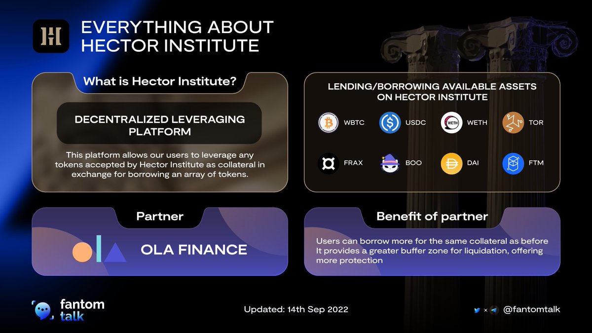 0xSonictalk's tweet photo. EVERYTHING ABOUT HECTOR INSTITUTE

#Hector institute is a decentralized leverage
platform. In collaboration with @ola_finance, this article will give you an overview of Hector institutes and the benefit of collaboration between @Hector_Network and @ola_finance 😎
$FTM #Fantom https://t.co/Oyku9jSSYz
