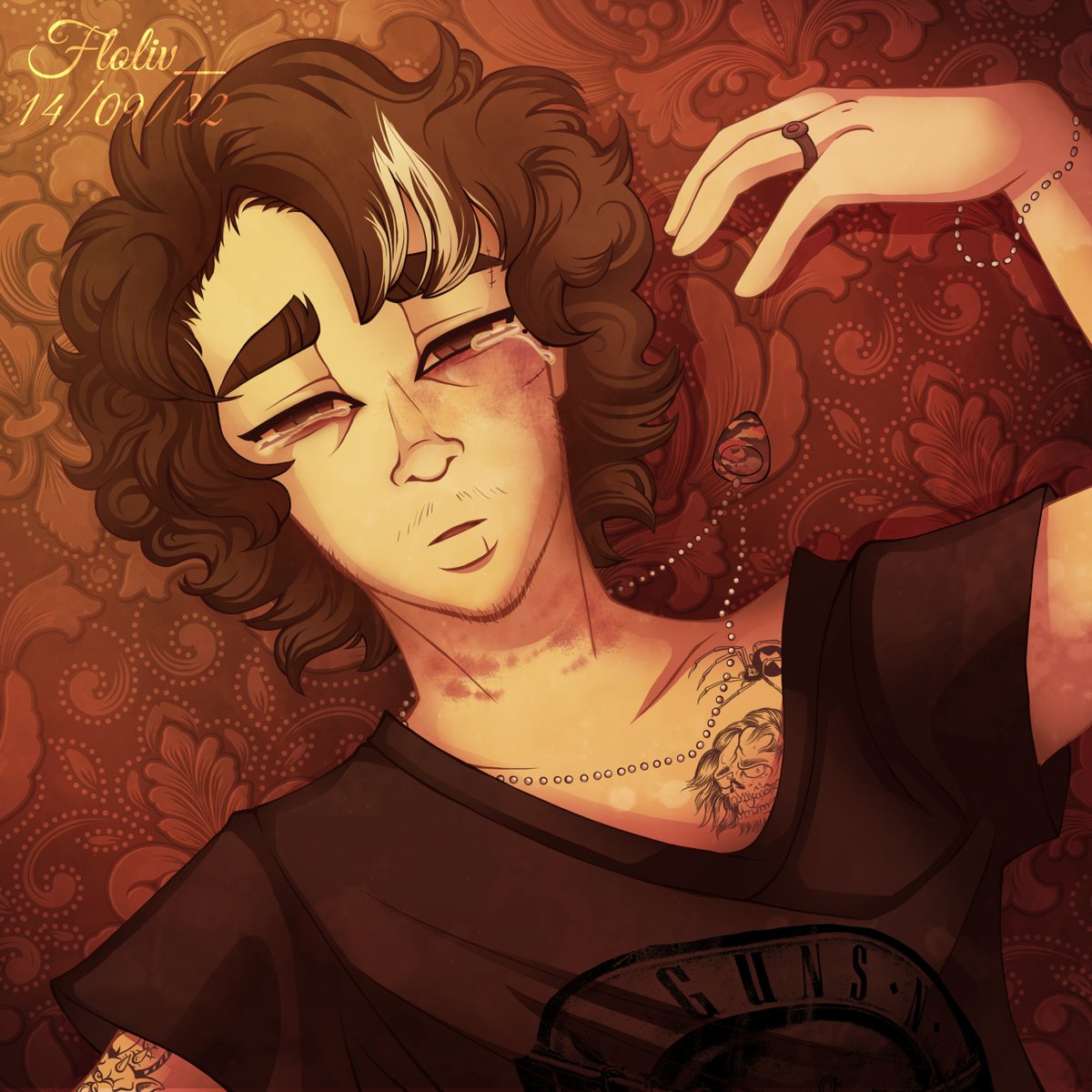 OMikacchan's tweet photo. So Eddie commited suicide now in the fic..
But he regretted his gesture, it was just to late for him and he died shortly after his last take..
(Chrissy got him back and he survived !!)
#eddiemunson #strangerthings #fanfiction #illustration #EDDIEMUNSON #fanart https://t.co/3r1u1vKyNz