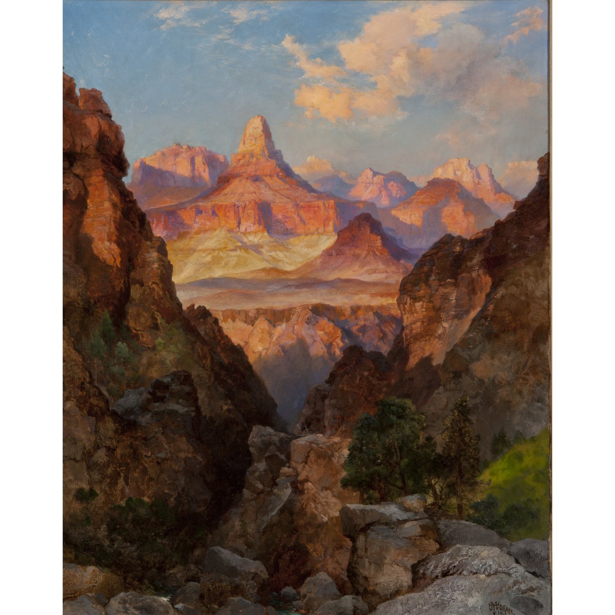 'Of all places on Earth, the great Canyon of Arizona is the most inspiring in its pictorial possibilities.' 🌄🌵📍See Thomas Moran's Zoroaster Temple at Sunrise (1916) on view now. #ThomasMoran #AmericanArt #WesternArt #SouthwestArt #GrandCanyon