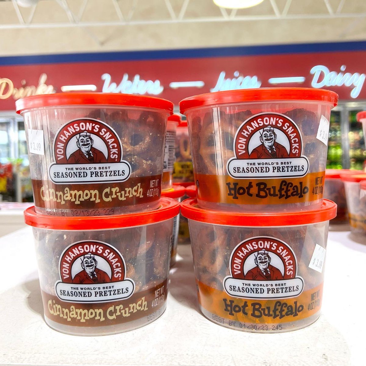 GoSimonson's tweet photo. New Product Alert‼️

@vonhansonssnacks Seasoned Pretzels now available at Simonson’s! These pretzels are packed full of delicious flavors, I’m Knot kidding🥨
•
•
•
#gosimonson #vonhansons #pretzels #conveniencestore #minnesota #seasonedpretzels #snacks #puns #newproduct #new https://t.co/9I1VBCSQus