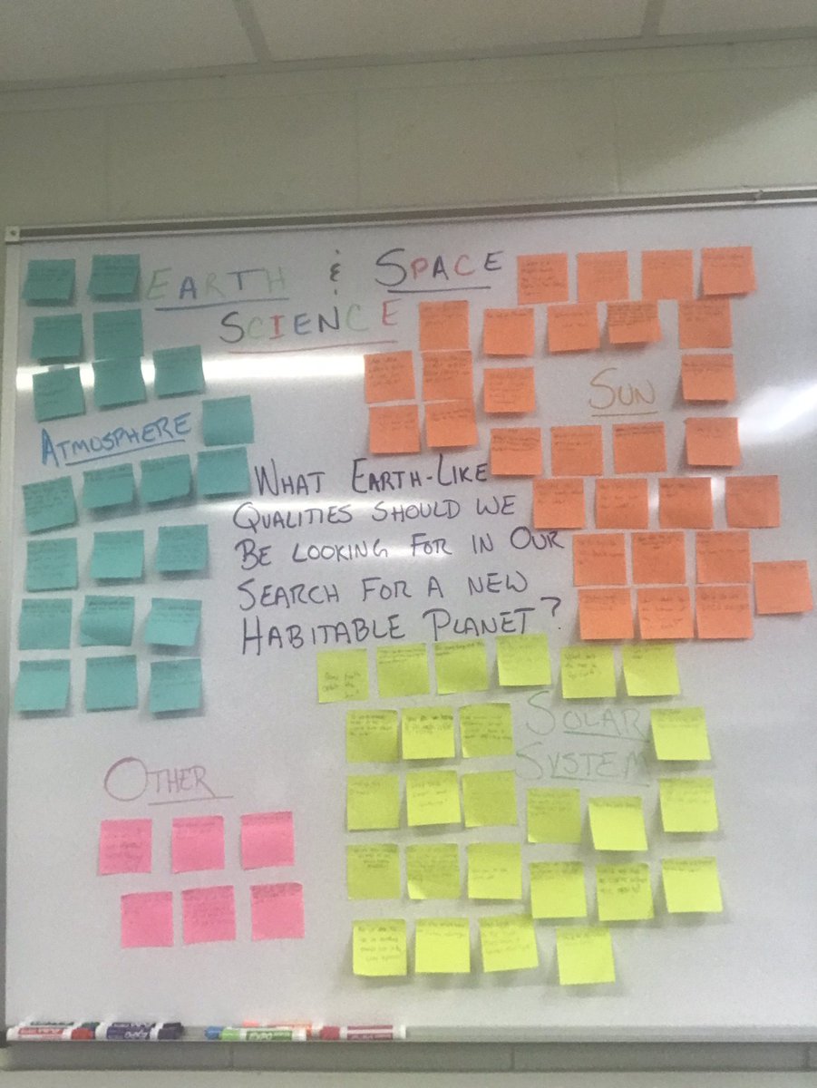 💯💯💯 RT <a href="/Wright_GHS/">Nick Wright</a>: Our brand new, shiny Earth &amp; Space Science course is off to a hot start! Here’s our Unit 1 Driving Question Board! 🌞🌍🌓💫
