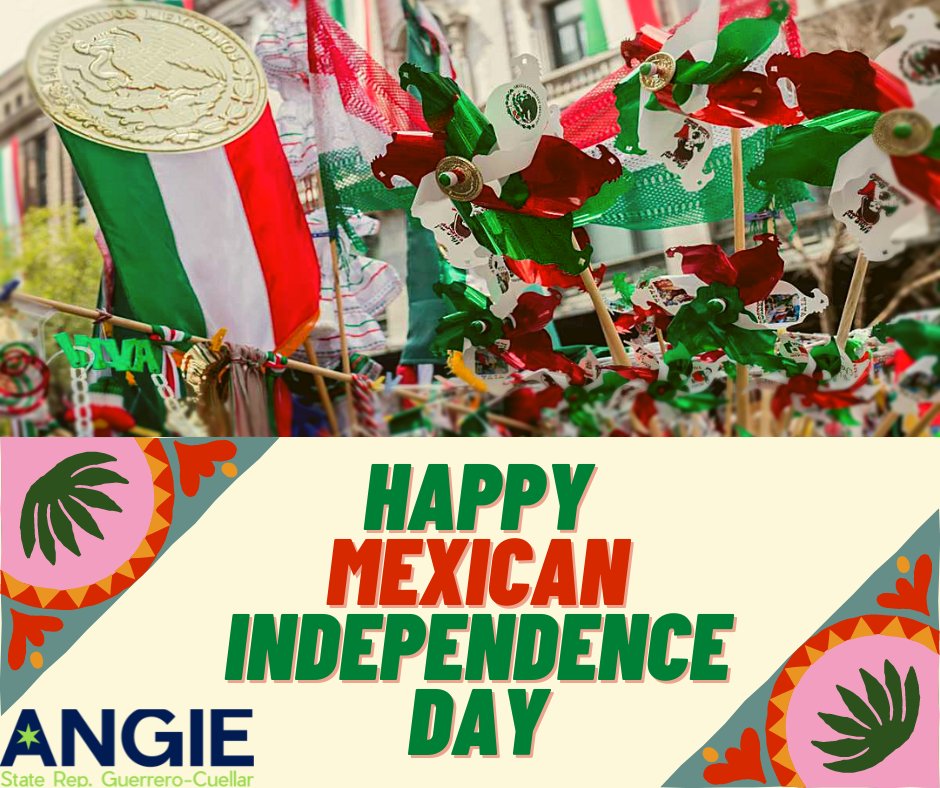RepAGC's tweet photo. Happy Mexican Independence Day! On this day in 1810, Miguel Hidalgo made a speech in Dolores, Mexico rallying the people to seek their independence. Viva Mexico!
#mexicanindependenceday #vivamexico #il22nddistrict #BuildingCommunityIn22 https://t.co/nQ7G80R7ae