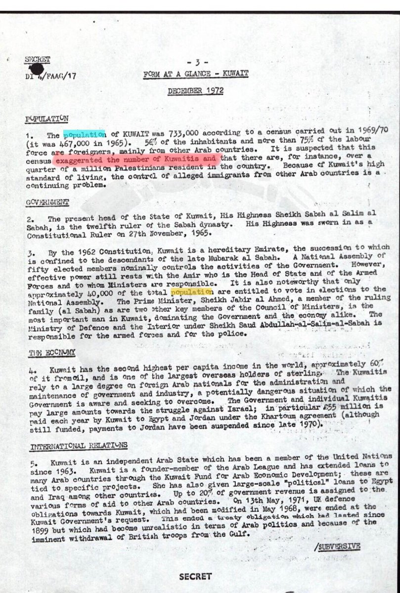 BoksChannel's tweet photo. In one classified report submitted by Kuwaiti government in 1971, it was confirmed that the government continued to add stateless population "Bedoon" to censuses as citizens.#bedoon_genocide #GOK_crimes @UN #i_belong https://t.co/YZxX925U4f