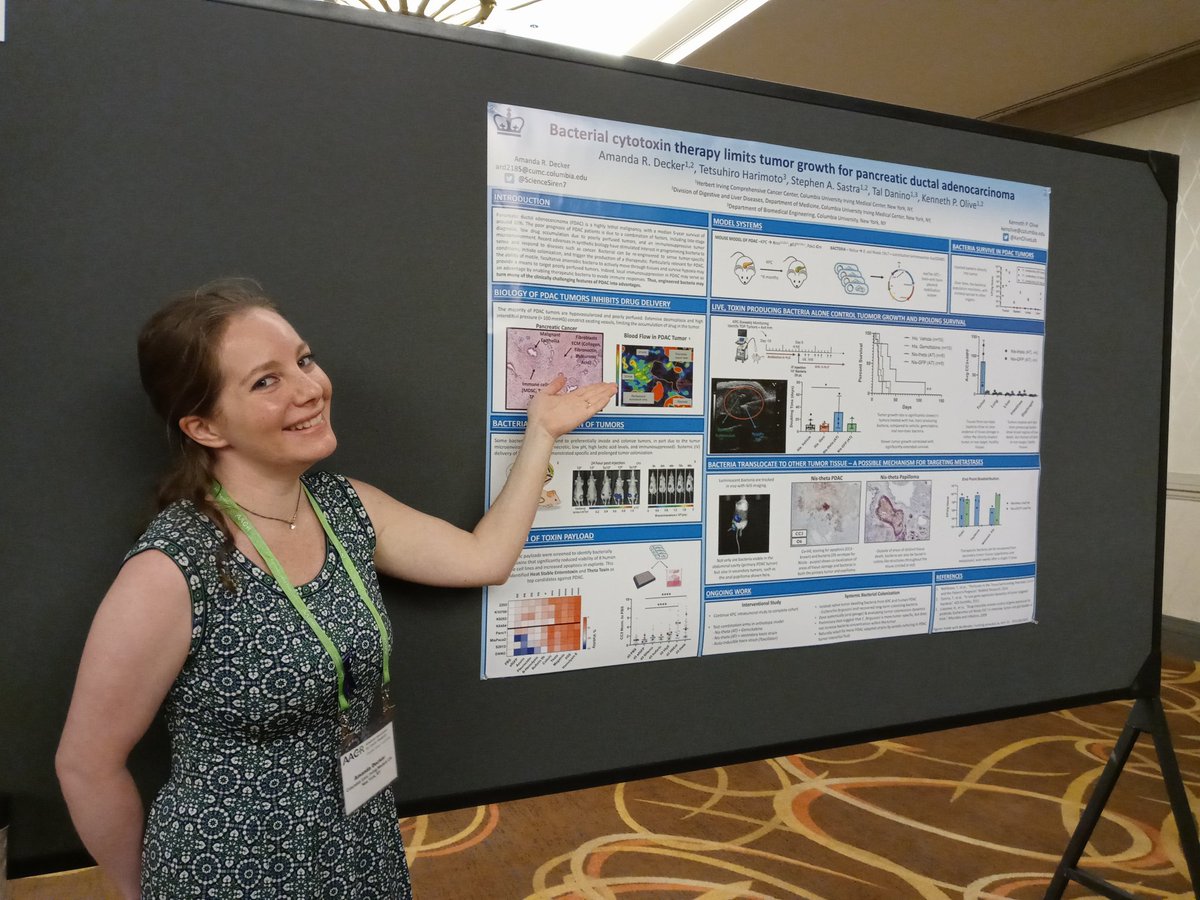 ScienceSiren7's tweet photo. Very excited to present my work on bacteria therapy for PDAC tonight at 4pm! Come say hi at poster B028! (Also- check out my fellow @KenOliveLab members @ulawasko at B071 and @AlvaroCurielGa1 at B02 tonight and @MC_Hasselluhn at C32 tomorrow!) #AACRpan2022 https://t.co/lcvhaBnjQy