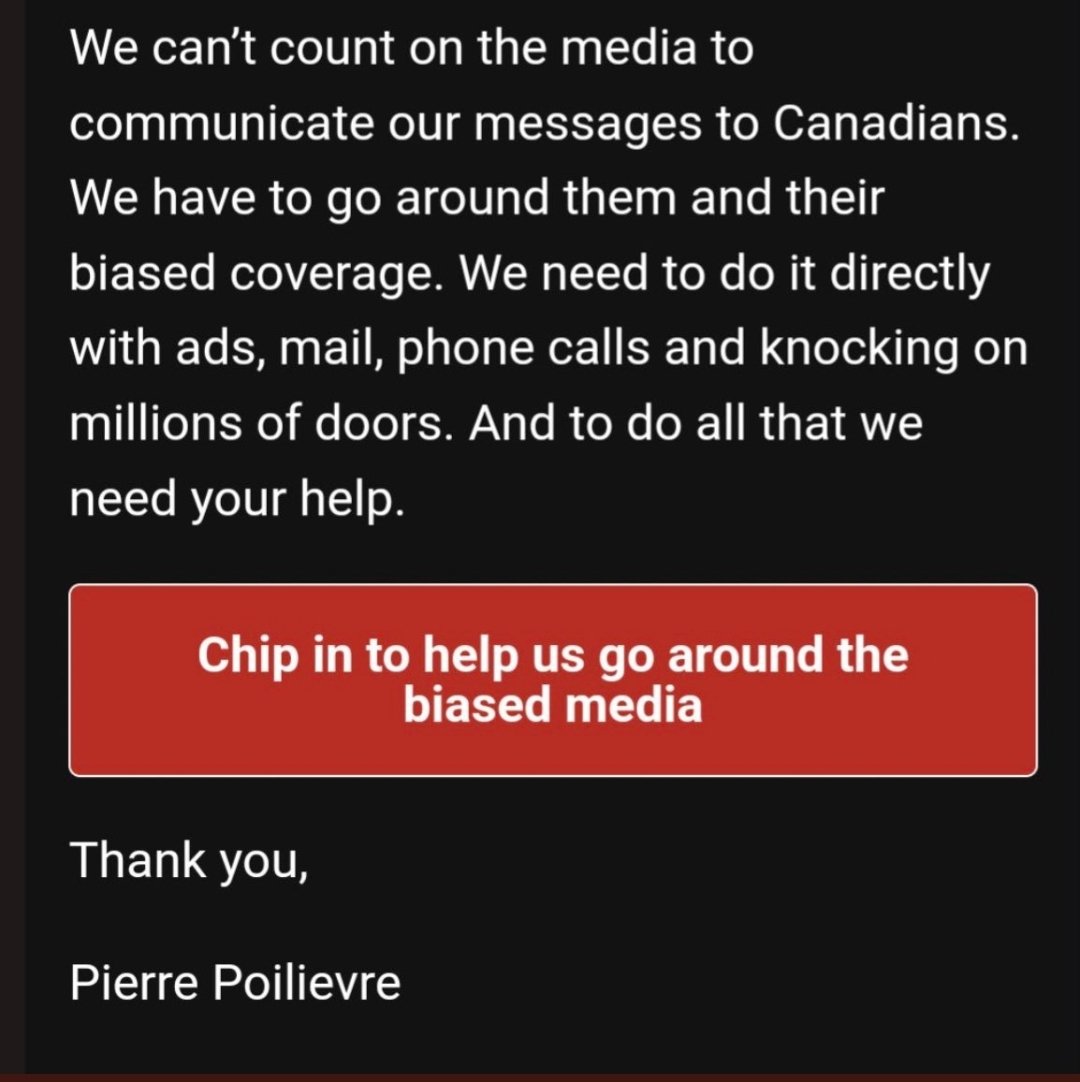 Compare and contrast:

Trump fundraising email from 2017

and

Poilievre fundraising email from 2022.