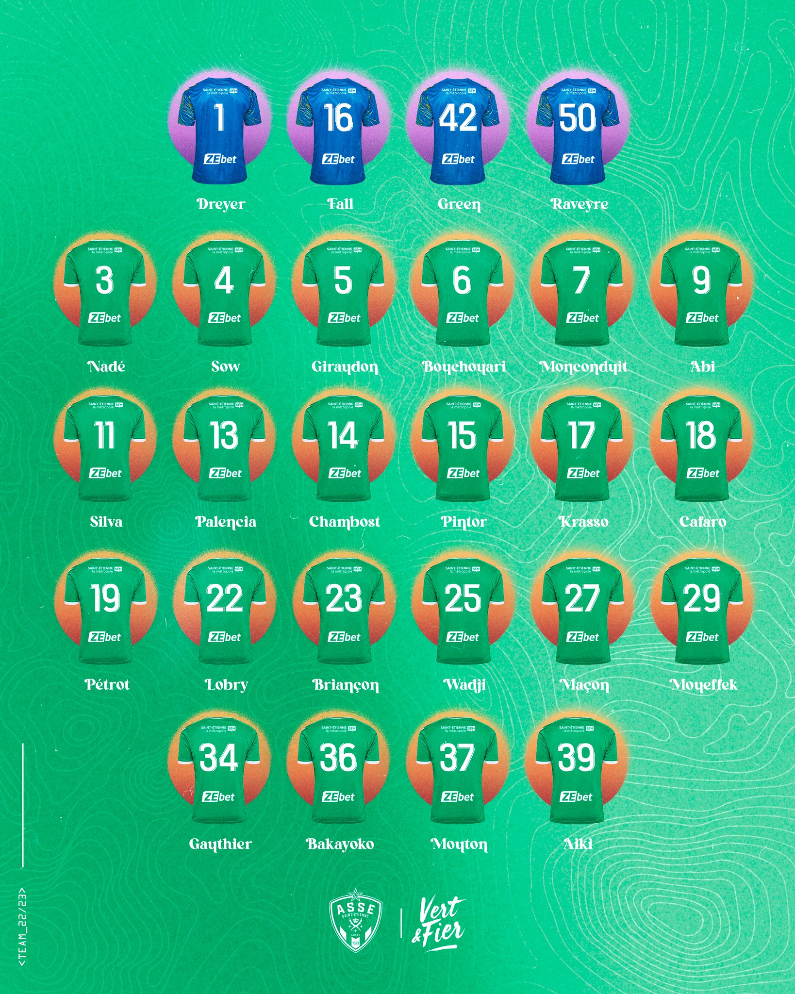 Flocage Officiel - AS Saint-Etienne, Chiffre Seul, 0, 2024/2025, Third – Footpress