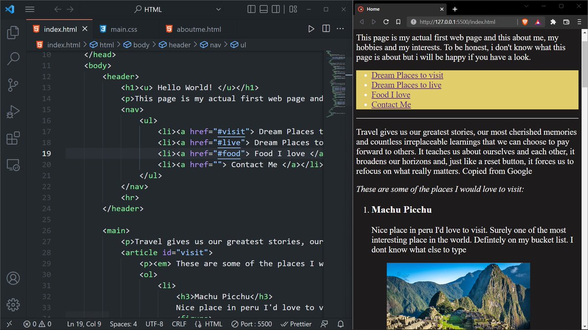 JollyTanpreet's tweet photo. 🧑‍💻Day 7 of #100daysofcode:
~Revising everything I have learned so far by creating a sample HTML page.
~ Will be done with revision by this Friday and will be moving to work on my first HTML project. 
📚Resources Used: @freeCodeCamp and @commclassroom by @kunalstwt #learninpublic https://t.co/X0Xe6w0nsP