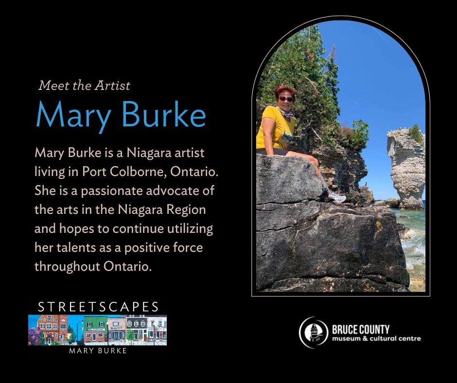Meet Mary Burke, the Niagara artist behind the Small Town Ontario Streetscapes exhibit, opening at the BCM&amp;CC this Saturday, September 17th (2-4 PM)!

RSVP to join us for a nostalgic "stroll" down familiar main streets in this collection of oil works : bit.ly/3TMlXml