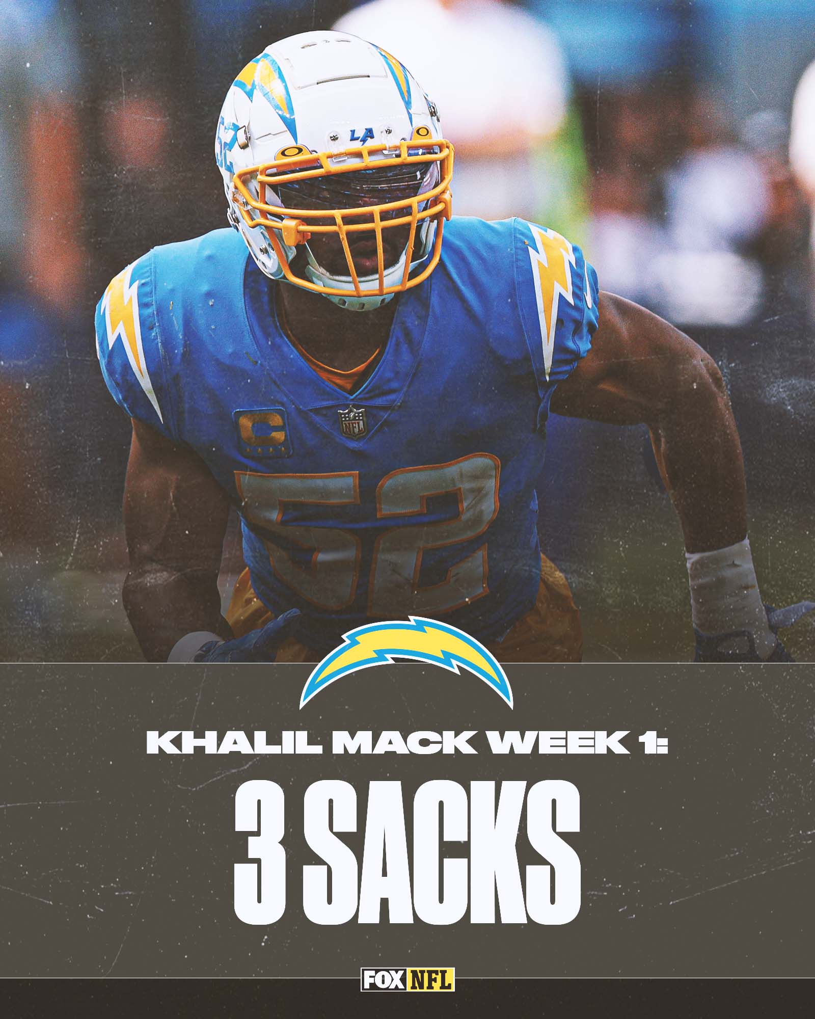 FOX Sports: NFL on Twitter: "Mack Attack takes on LA 🌴 In week one,  @FiftyDeuce racked up the most sacks he's had in a single-game since  2015... how many will he record