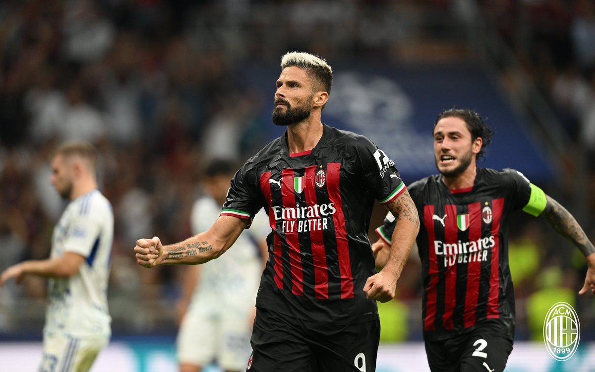 UniversoACMilan's tweet photo. Olivier Giroud ha sido el millón de euros mejor invertido por el Milan en toda la historia. ¡Cómo juega el ‘9’! https://t.co/DKylrFQ9q1