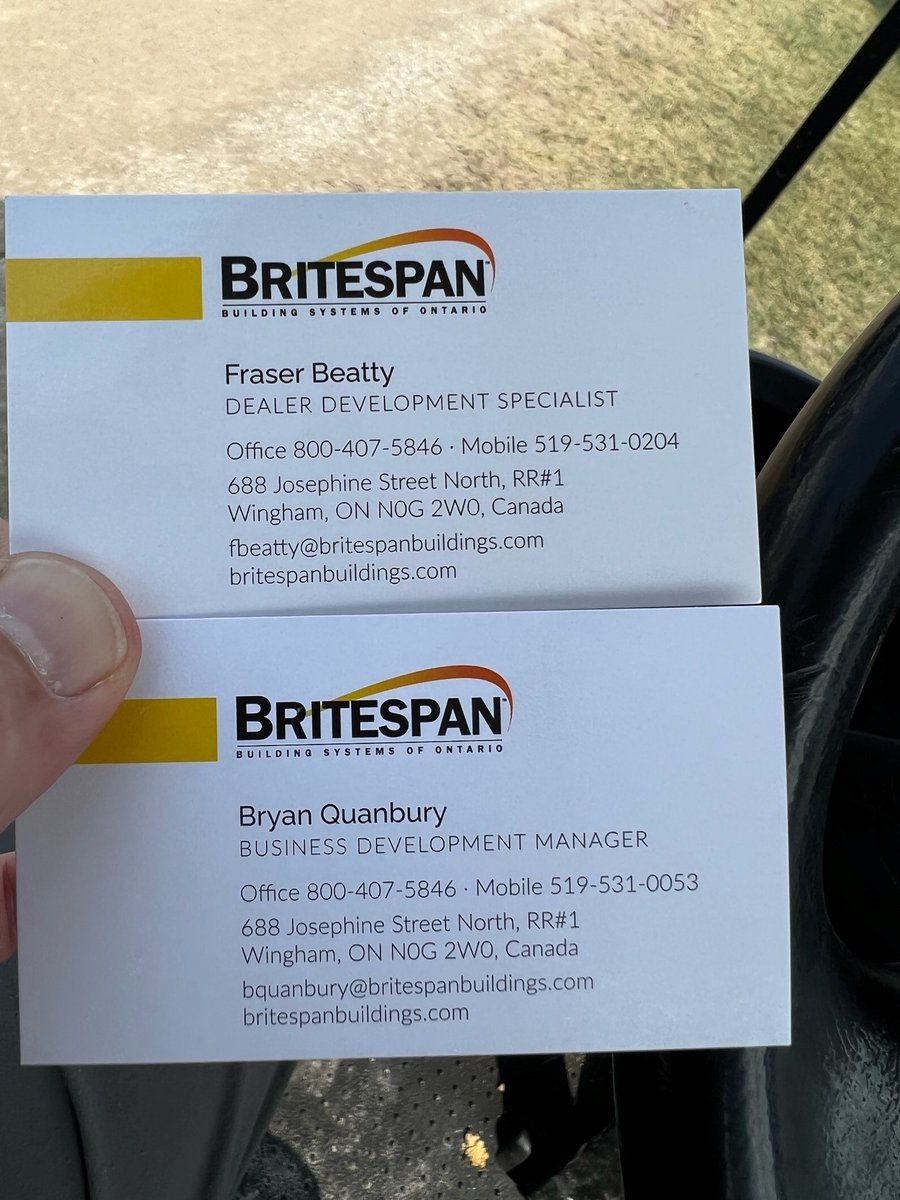 Britespan’s Mr. Fraser Beatty and Mr. Bryan Quanbury are on hand today at Canada‘s Outdoor Farm Show! 

They are ready and excited to answer all your questions on building structures.

Stop by booth S-515 and say hi!

#COFS22 #OntAg #CdnAg <a href="/outdoorfarmshow/">Canada's Outdoor Farm Show</a> <a href="/BRITESPAN/">Britespan Fabric Buildings</a>