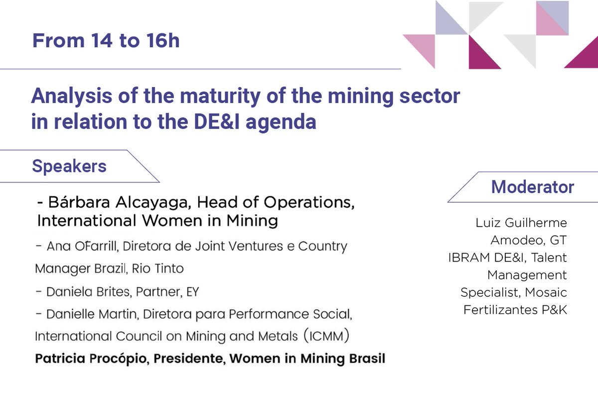 IntWIM's tweet photo. Tomorrow our Head of Operations Bárbara Alcayaga will be part of a panel discussion at the #Exposibram2022 congress organised by Women in Mining Brasil.
#wim #Exposibram #Brazil #Congress #WomenInMining #mulheresmineiras https://t.co/4j5vprnKSa
