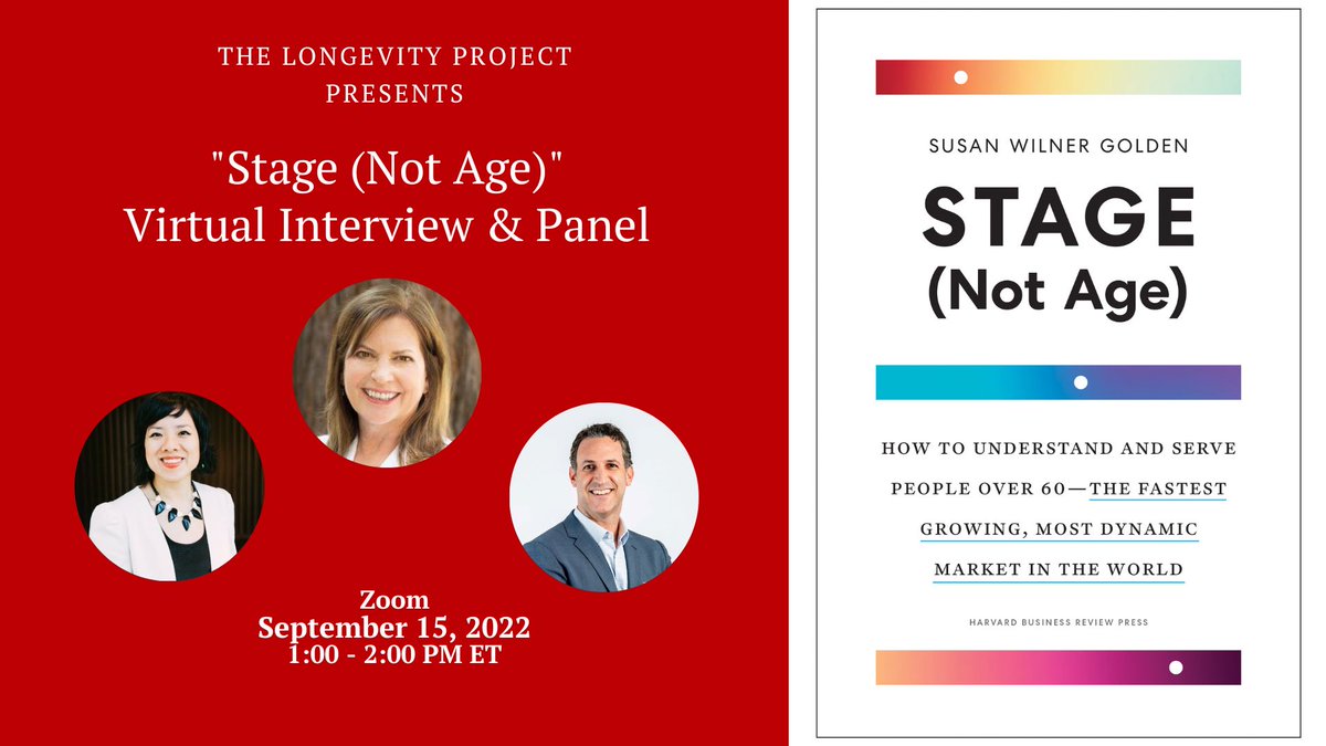 JOIN US TOMORROW for a conversation on understanding and serving people over 60-- a group that author Susan Wilner Golden calls the "fastest-growing, most dynamic market in the world"!
#longevity #longevityeconomy #aging

📍Register for FREE here:
us02web.zoom.us/webinar/regist…