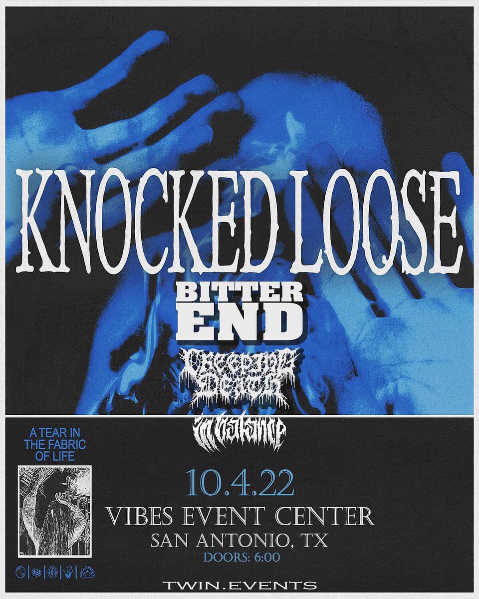 Catch us at Vibes Event Center in October with <a href="/knockedloose/">Knocked Loose</a>, <a href="/bitterendhc/">Bitter End</a>, and <a href="/CreepingDeathtx/">Creeping Death</a>. Don’t miss out!