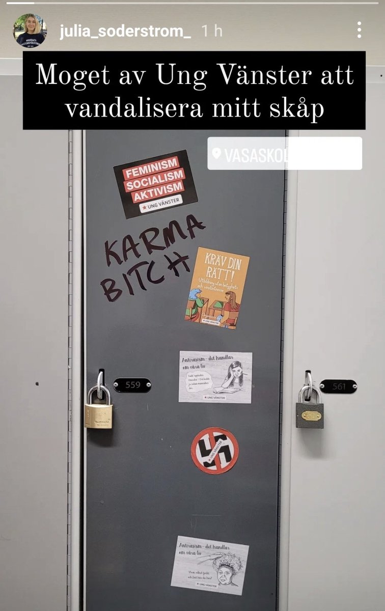 hanifbali's tweet photo. Ung vänster vandaliserar MUF:ares skåp efter valet. https://t.co/9gcS03tm2u