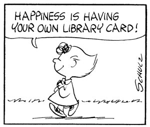 BHPublicLibrary's tweet photo. #LibraryQuotes: “Happiness is having your own library card! ~Charles Schulz
📸: Charles Schulz, Peanuts, 1963 [Sally –tg]
 
#BHPL #NationalLibraryCardSignUpMonth https://t.co/VxaW2krCNj