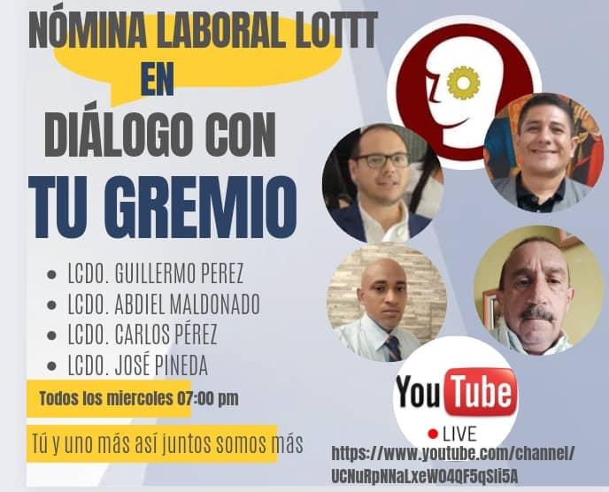 tororaiza's tweet photo. Estamos de vuelta con tu progama, DIALOGO CON NUESTRO GREMIO, no falten, Nuestros Invitados Especiales los Lcdos. Abdiel Maldonado y Carlos Pérez moderando los Lcdos. Guillermo Pérez y José Pineda para disertar sobre *_"NOMINA LABORAL LOTTT* https://t.co/J7yXK5xcfF