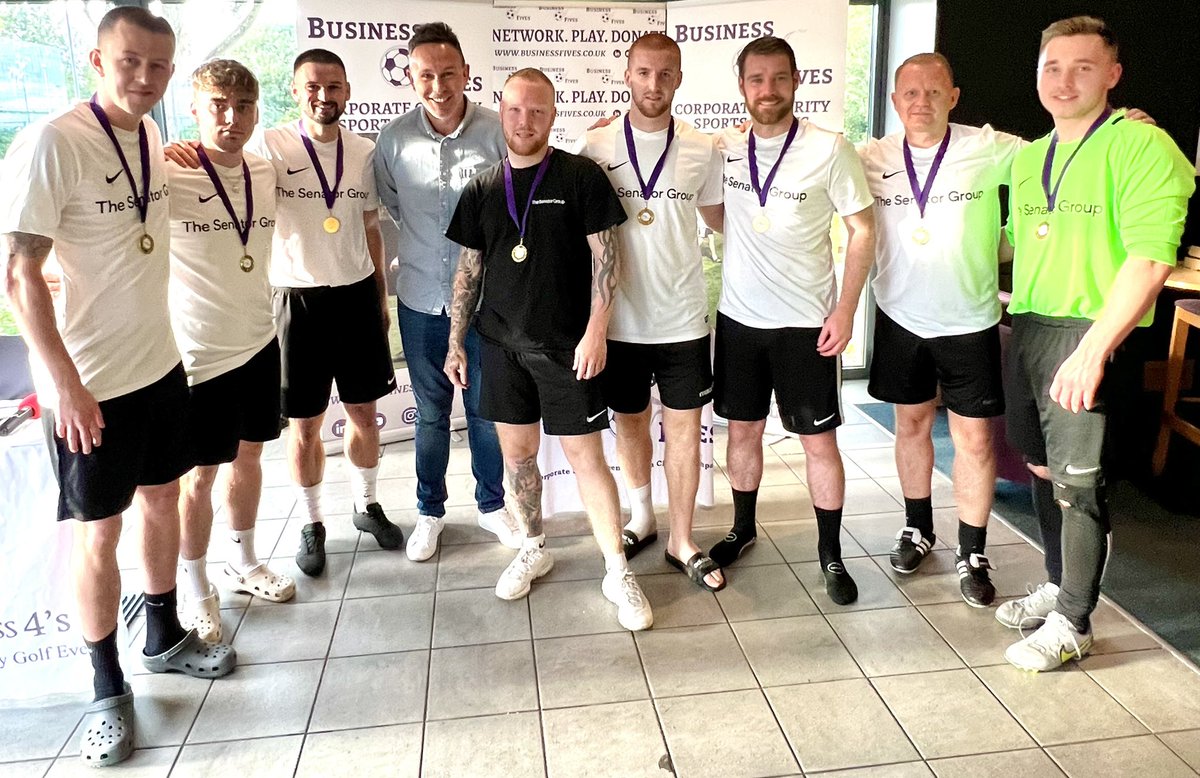BusinessFives's tweet photo. And a huge congratulations to #SenatorGroup for being crowned our new #Bradford champions! 👑
The team won a £350 donation for @PendlesideHosp 👏🏻
Looking forward to welcoming the team back in #Leeds! ⚽️
#biz5s #footballforgood https://t.co/quTnQexgMo