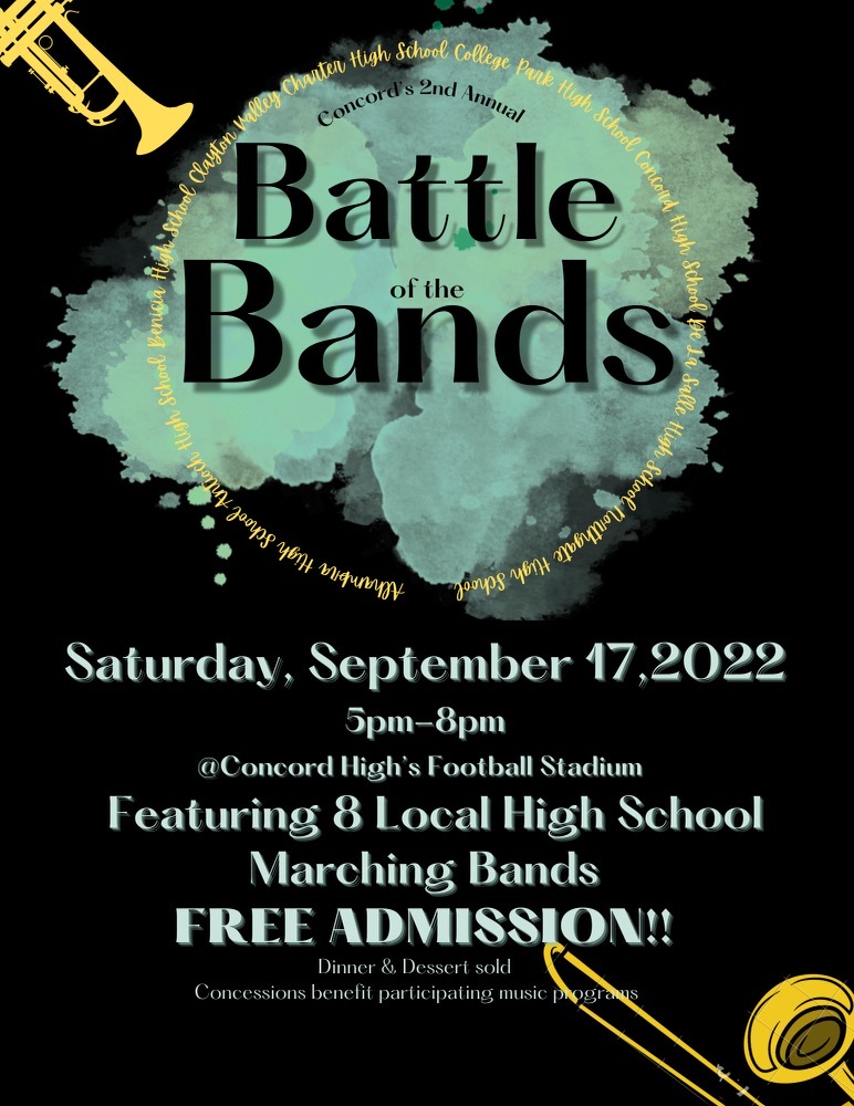 MtDiabloUSD's tweet photo. .@concord_high is excited to host Concord's 2nd Annual FREE Battle of the Bands from 5-8p Sat 9/17 in the school's football stadium, which will include marching bands from CHS, @CPHSfalcons, @NorthgateHS, @BeniciaHighBHS, #AntiochHS, @claytonvalley, #AlhambraHS & @DeLaSalle! https://t.co/2Htmi0DWjv