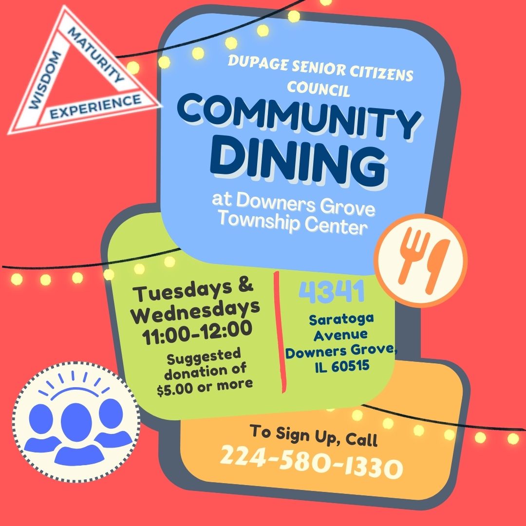 DuPageSeniors's tweet image. Community Dining is open at Downers Grove Every Tuesday and Wednesday from 11am-12pm, DSCC provides meals to seniors aged 60 or older at. To sign up please call 224-580-1330. 
#DuPageSeniors #DSCC #CommunityDining  #DownersGrove