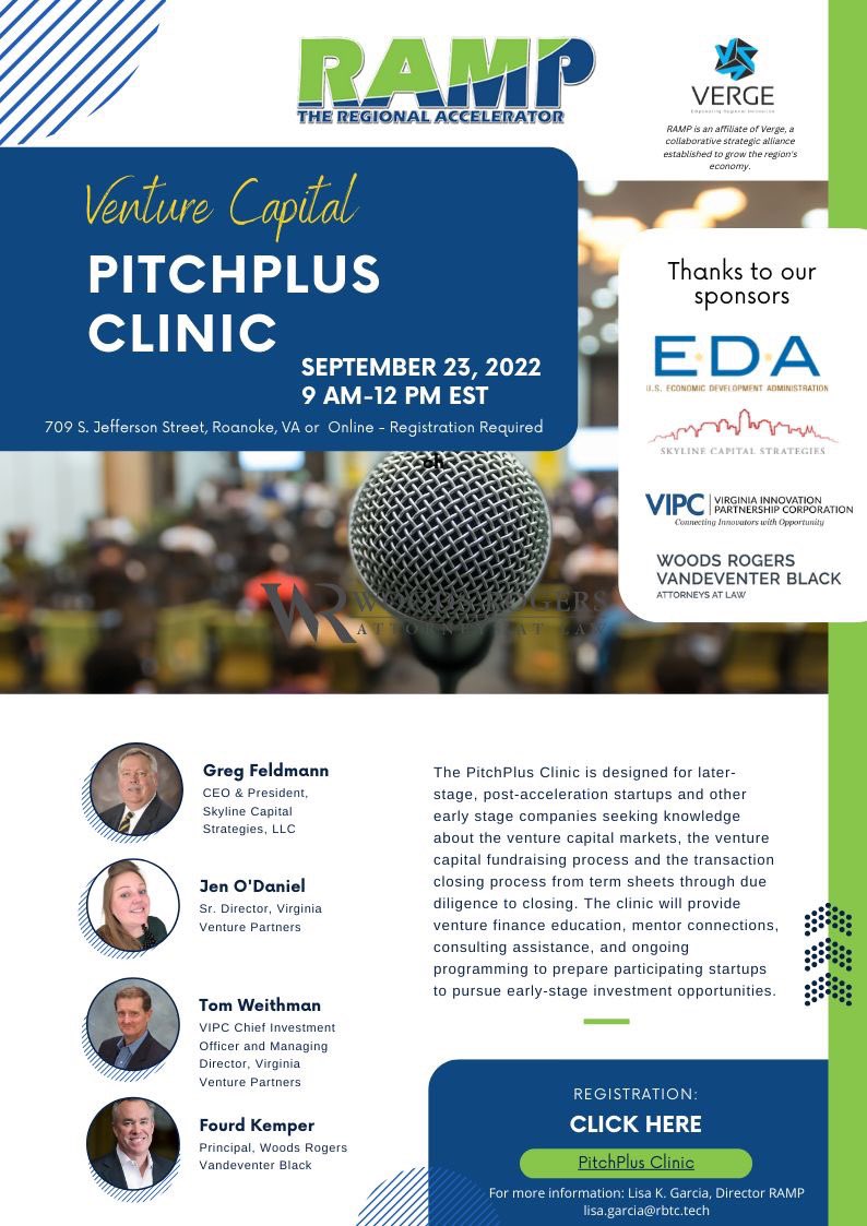 Register for PitchPlus on 9/23!

PitchPlus is a free 3-hour clinic providing venture finance education, mentor connections, consulting assistance &amp; ongoing programming to prepare startups to pursue early-stage investment opportunities.

Register: ramprb.com/event/pitchplu…