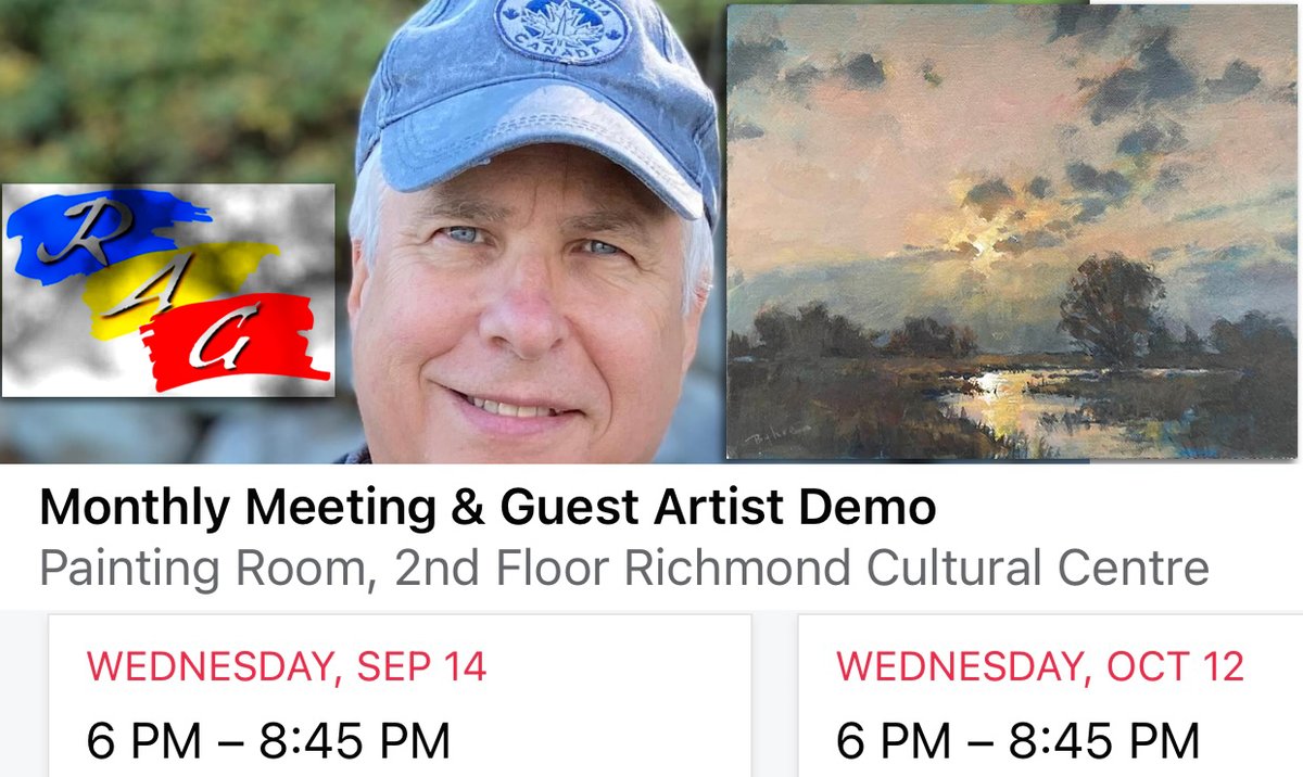 rartguild's tweet photo. Our first Meeting of the new season is 6pm tonight with a demo by @DaleByhre! Join us for the community, member benefits, artist demos, upcoming shows and events, weekly life drawing, plein air outdoors with the Men In Hats and support Richmond's largest visual arts group! https://t.co/yzJCxDYQRB