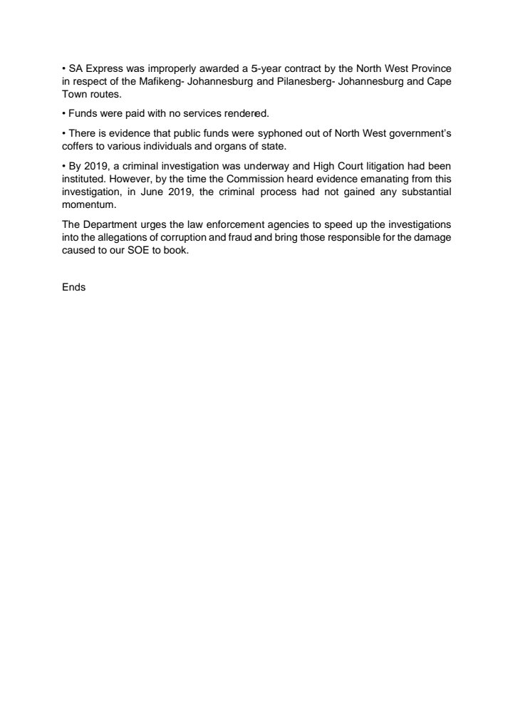 DPE_ZA's tweet photo. Statement: The Final Liquidation order of SA Express https://t.co/2Yfxr5tDqH