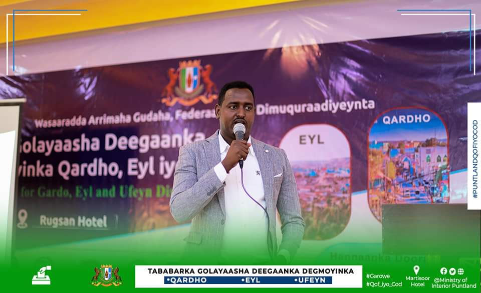 MOIFAD's tweet photo. Garowe, Maalinta 3aad:Tababarka Goleyaasha Deegaanka Degmooyinka #Qardho, #Ufeyn iyo #Eyl ee lagu soo doortay hannaanka hal qof iyo hal cod, ayaa maalinkii seddexaad tababar uga socdaa magaalada #Garowe ee Caasumadda Dawladda #Puntland.

➡️https://t.co/KqL9TCJCXY https://t.co/TGBha1sMYs