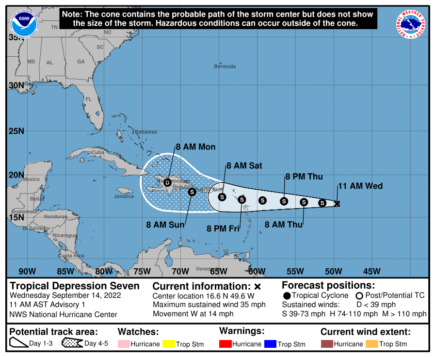weatherjamaica's tweet photo. Tropical Storm Fiona is imminent. Could she affect Jamaica next week? Only time will tell. https://t.co/xm9virq1UY