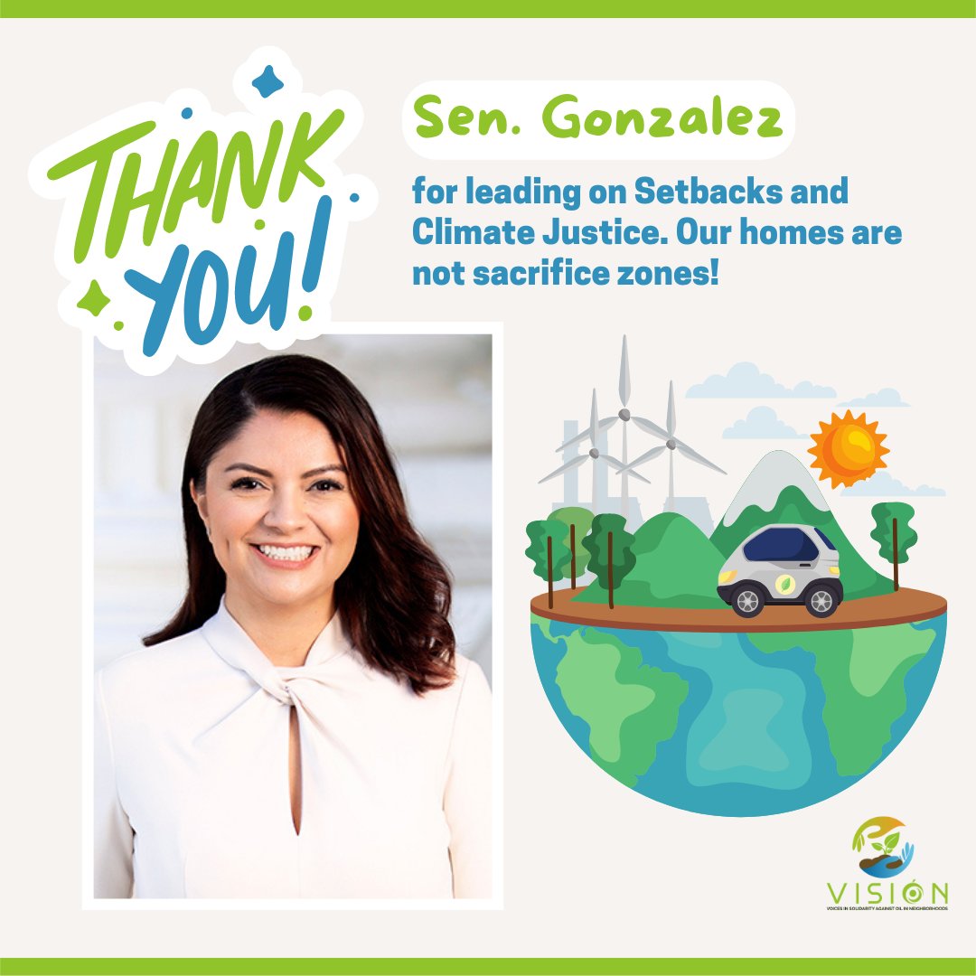 climatecampaign's tweet image. ✨THANK YOU✨ to @SenGonzalez33 and @MoniqueLimonCA for your leadership in protecting frontline communities. Because of you, neighborhood drilling will soon come to an end with @GavinNewsom&apos;s signature on #SB1137. 

#NoDrillingWhereWereLiving #SetbacksNow #YesonSB1137 @VoicesCA