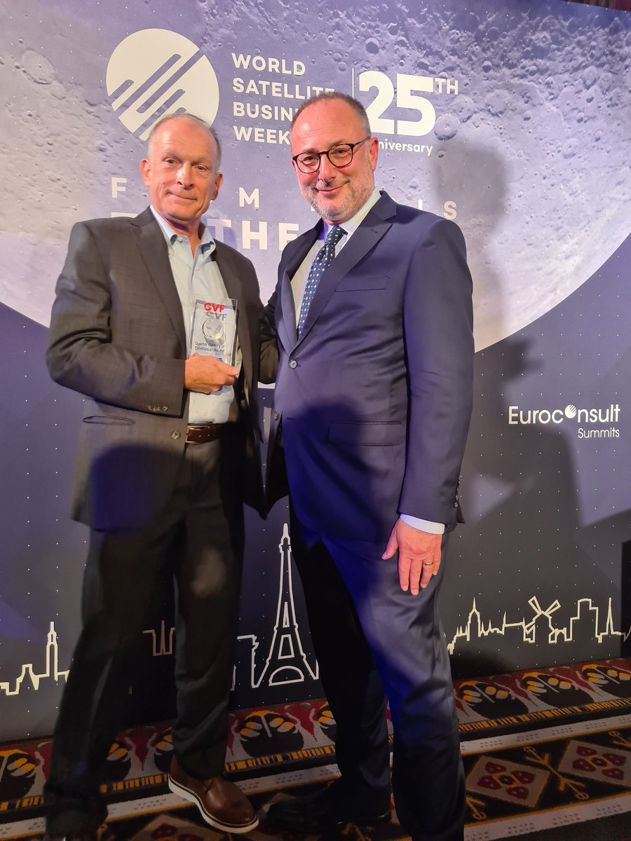 irina_gsoa's tweet photo. GVF has just announced the winner of our Quarter Century of Excellence Award at the @euroconsultEC's #WSBW Gala. @HughesConnects was chosen by the jury of industry experts. #Thankyou to all our members and we look forward to keep supporting the #space and #satellite industry. https://t.co/sAxWJjobXA