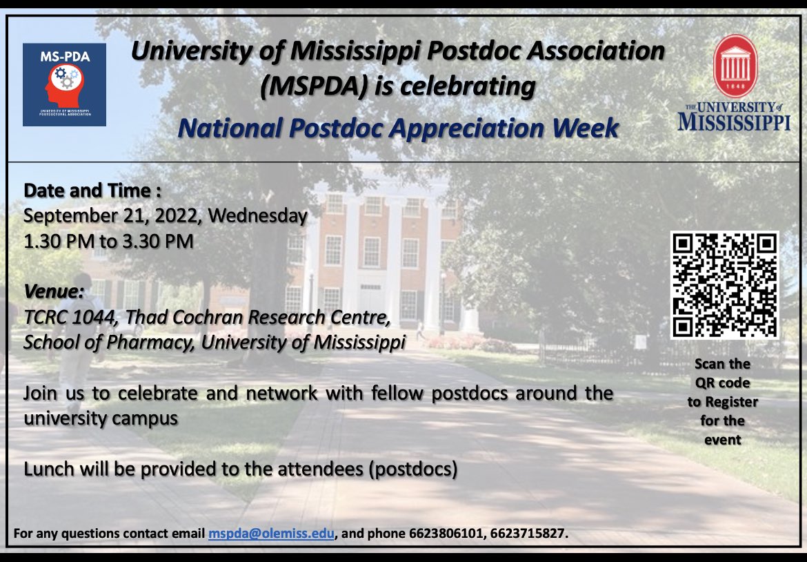 MSPDA is celebrating National Postdoc Appreciation Week on September 21!!  Everyone is welcome!

RSVP here: docs.google.com/forms/d/e/1FAI…