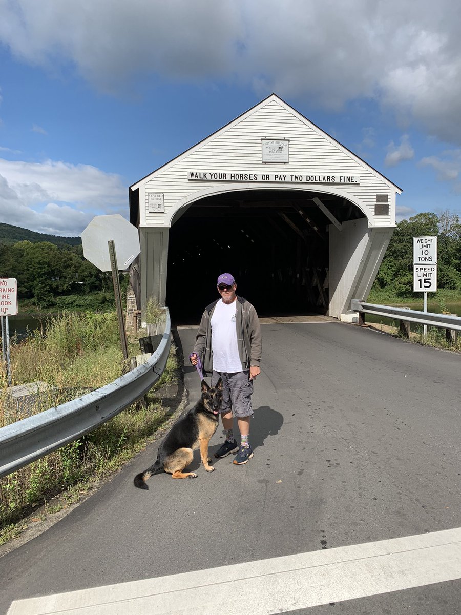 Went to Vermont and New Hampshire today.  These are two of the four covered bridges we stopped at.  #gsd #GermanShepherd #coveredbridges #Vermont #NewHampshire