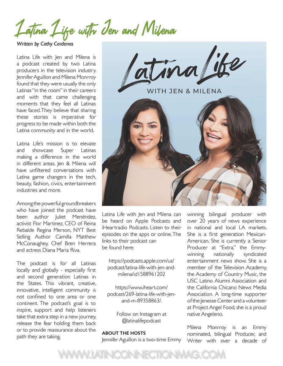 LatinConnection's tweet image. Great new podcast! 
Latina Life with Jen and Milena!! 
By Cathy Cardenas - LatinConnectionMag.com