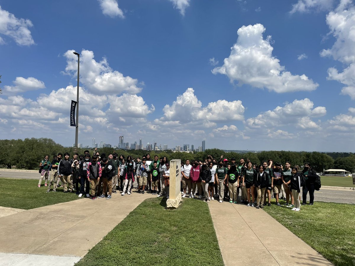 CatMatta5's tweet photo. Got to show @ETWrennMS students my alma mater today, St. Edward’s. You can imagine my joy when the kids insisted that we visit the library. Who knows which students might find themselves standing in front of those red doors taking graduation pics one day. #Limitless https://t.co/0MuoQRec6t