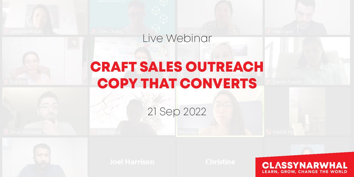 How can I increase response rates? How do I get someone to agree to jump on a call/meet with me?

Join me on Sep 21st for a Live Webinar + Discussion. Find the right session for you here: ow.ly/3S7h50KrIZS

#copywriting #outbound #outreachemail #sales